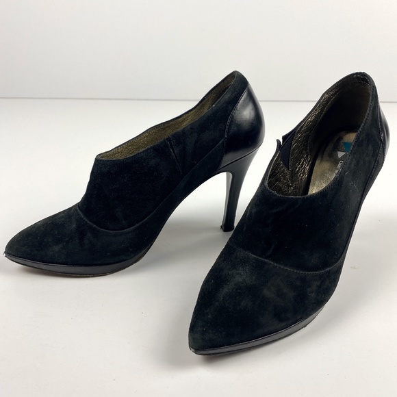 DaniBlack Ankle black suede Boots slip-on booties stiletto Heels size 6.5 shoes - Picture 4 of 8